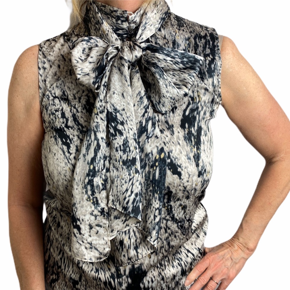 Vince Camuto High Neckline and Bow Detail Blouse